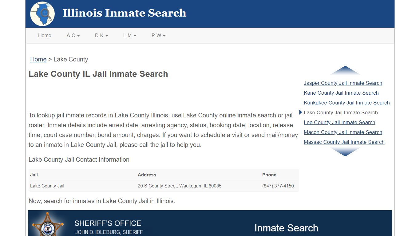 Lake County IL Jail Inmate Search