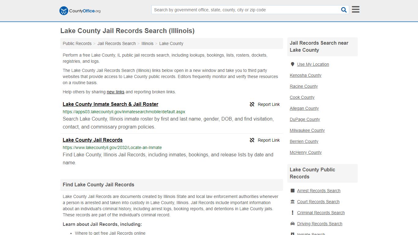 Jail Records Search - Lake County, IL (Jail Rosters & Records)